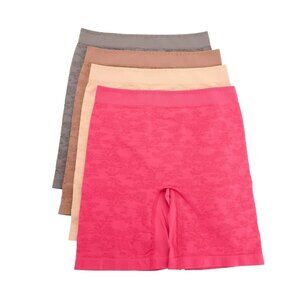 Breezies Seamless Floral Set of 4 Long-Leg Panty Magenta  1X A650673 NEW